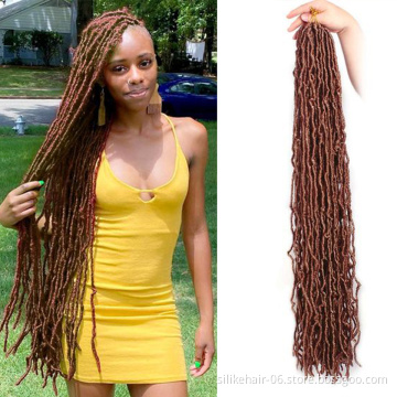 High Quality Brown 36inch Goddess Braiding Dreadlocks Hair Black Women Nu Locs Crochet Braid Hair Synthetic Faux Locs Extension